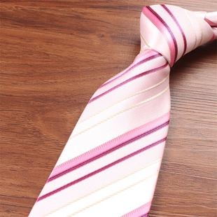 男士浅粉色领带条纹宽版8CM商务职业正装