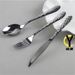 热销不锈钢刀叉勺3件套 高档西餐厅刀叉勺餐具 不锈钢牛排刀叉勺