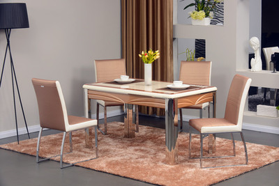 超奢华土豪金餐桌 不锈钢餐桌椅组合 简约饭桌宜家大小户型餐厅椅