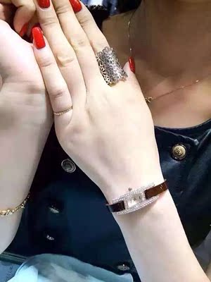 香港savina专柜正品奥地利水钻时尚真皮皮带石英女手表