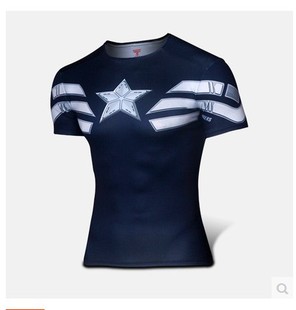 夏季最新正品美国队长莱卡短袖T恤 复仇者联盟2T恤漫威男士t恤