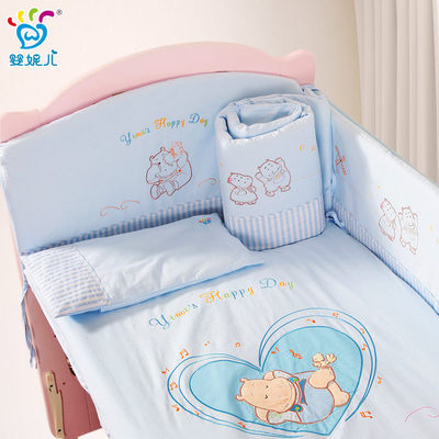 婴妮儿婴儿床品床围宝宝枕套床罩单被套婴儿秋冬床上用品套件12件
