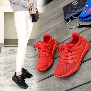 新款系带椰子女鞋平底小红鞋女休闲运动鞋透气单鞋韩版网面跑步鞋
