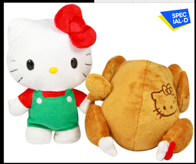 日本sanrio hello kitty变身火鸡和薯条毛绒公仔送女朋友礼物