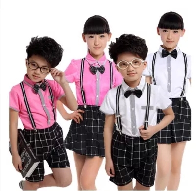 小学生大合唱服装男童表演服小主持人服儿童小背带服院服朗诵服装