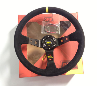 OMP赛车真皮方向盘 越野改装反皮方向盘 比赛加厚型支架OMP方向盘