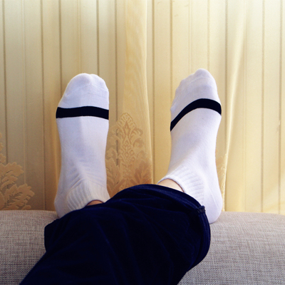 OAK HOUSE原创男袜 春夏新款 白色袜子 一条黑 运动吸汗全棉袜子