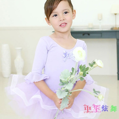 儿童舞蹈服芭蕾舞裙女童夏秋长袖演出表演练功考级服公主蓬蓬纱裙