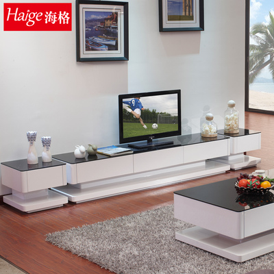 海格 电视柜地柜 现代简约烤漆电视柜斗柜组合钢化玻璃电视柜