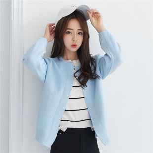 开衫长袖修身甜美纯色韩版短款2016年秋季短外套