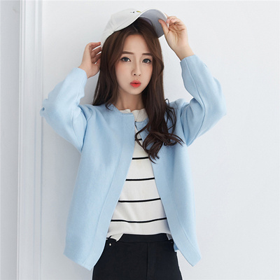 开衫长袖修身甜美纯色韩版短款2016年秋季短外套