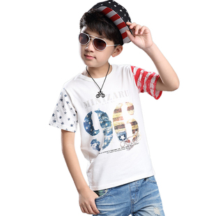 强尼金瑞2015夏季新款韩版潮儿童装男童短袖T恤衫中大童男孩夏装