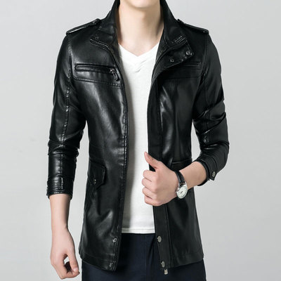 新款皮衣夹克男青年秋季薄款pu皮修身男装韩版黑色大码外套jacket