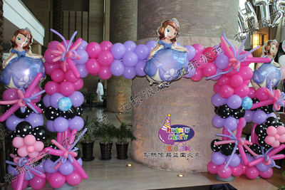 苏菲娅公主主题气球造型布置 一岁十岁生日派对策划气球装饰布置
