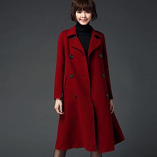 羊绒大衣女中长款 2015冬装新款加厚大码修身高端时尚双面呢外套