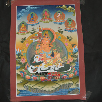 藏传佛教尼泊尔唐卡财宝天王唐卡矿物质颜料手绘唐卡只此一幅