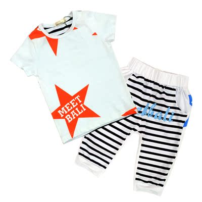 童装男童女童夏装套装2015新款韩版纯棉儿童短袖t恤运动两件套潮