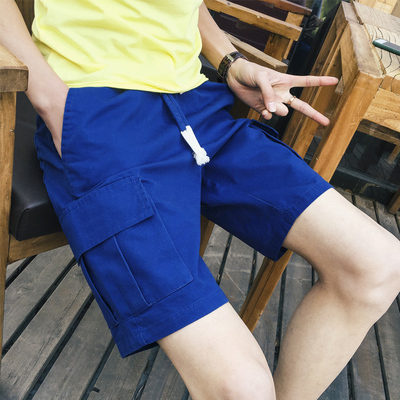 新款夏季运动五分中裤子韩版修身5分男休闲裤多口袋夏天工装短装
