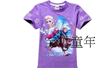 夏季清仓迪士尼女孩卡通 frozen elsa 冰雪奇缘Elsa 爱莎女王T恤