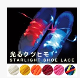 日本代购 15款电子夜用发光鞋带 多色款式 电池LED彩带 限量特价