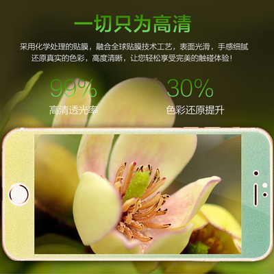 新款iphone6彩色钢化膜 苹果6plus渐变糖果色高清防爆前后钢化膜