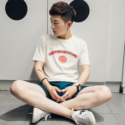 2016新款韩版男装短袖T恤夏季短款时尚男式半袖韩版圆领修身青少