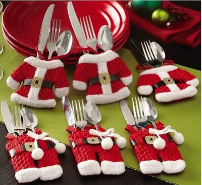 厂家直销 圣诞桌面装饰 圣诞刀叉套 圣诞餐具套 圣诞小衣服小裤子