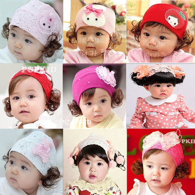 韩国版儿童假发发带 可爱女宝宝公主卡通点钻发箍头带饰品