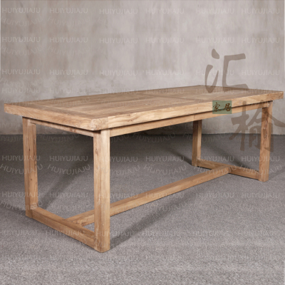 老榆木餐桌风化门板桌实木书桌咖啡桌老榆木老门板聚定制榆木餐桌