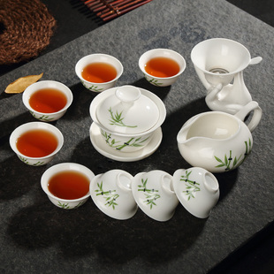 【天天特价】 陶瓷功夫茶具 白瓷普洱茶具 玉瓷茶具茶杯盖碗茶壶
