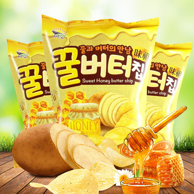 韩国进口九日蜂蜜黄油薯片60g/袋辣香蕉蜂蜜多口味土豆片休闲零食