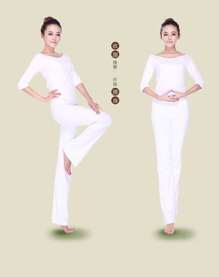 春秋款瑜伽服套装 白色拉丁舞 健身服 运动服套装批发特价
