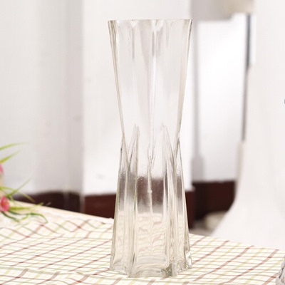 六星水培植物玻璃透明花瓶 转运竹富贵竹花瓶六角水晶高花瓶