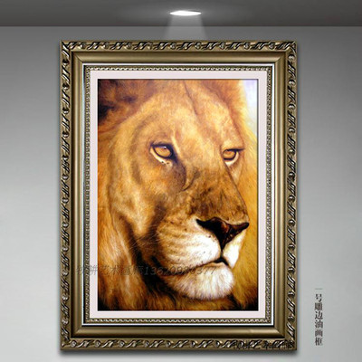 纯手绘原创写实动物油画客厅玄关办公室挂画林中之王狮子油画