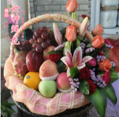 广元同城水果篮病人探望客户长辈生日水果花篮自贡鲜花店送花