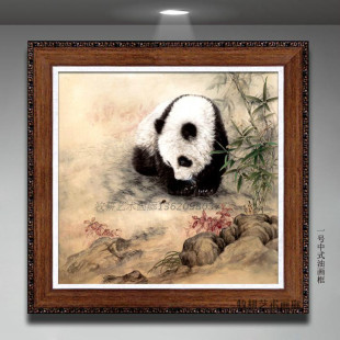手绘写实动物油画装饰油画客厅书房动物风景画中式花鸟油画熊猫画