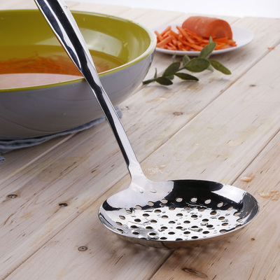 不锈钢 长柄 韩国 火锅勺子 厨房用具用品 轻巧型空心漏勺