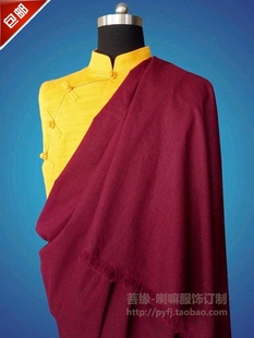 喇嘛服装/佛教/藏传僧衣/居士服/紫红色棉麻披单