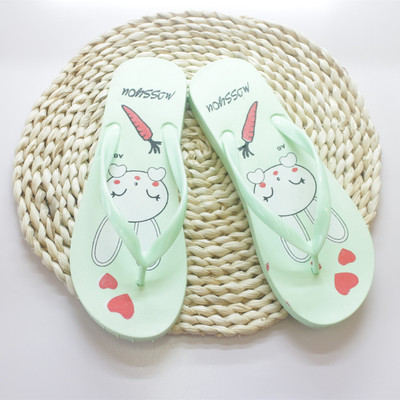 特价夏防滑塑料拖鞋韩版平跟凉拖鞋女沙滩鞋人字拖可爱卡通兔子鞋