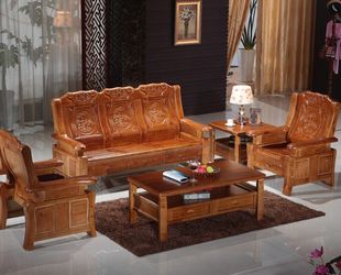 全实木沙发组合现代中式小户型沙发 客厅木质沙发家具
