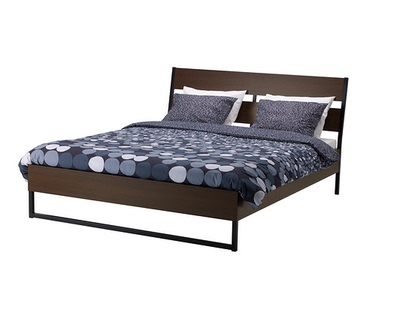 宜家正品 IKEA 特里索 床架 双人床 带床板 深褐色 宜家家居代购
