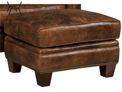 恒也高端定制美式新古典真皮沙发头层牛皮脚蹬沙发脚踏沙发凳HK15