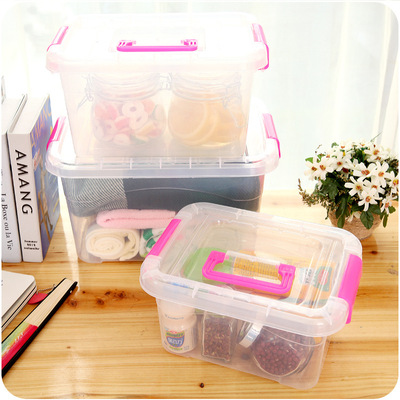 家用食品透明收纳箱整理盒塑料盒子有盖手提储物箱大米储蓄盒