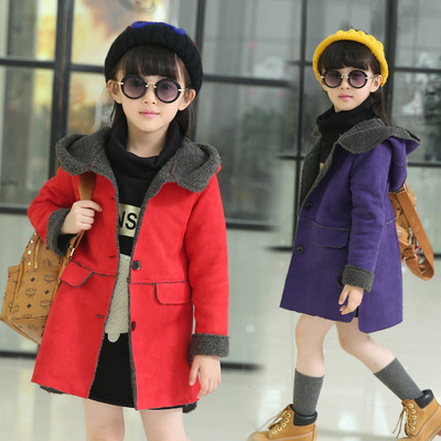 童装儿童大衣加绒加厚冬季新款韩国宝宝中大童女童保暖外套中长款