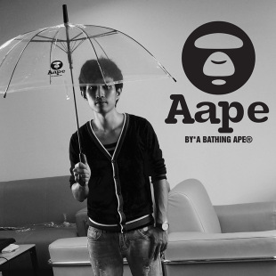 Aape 创意雨伞潮牌透明小雨伞女生孩长柄自动日本