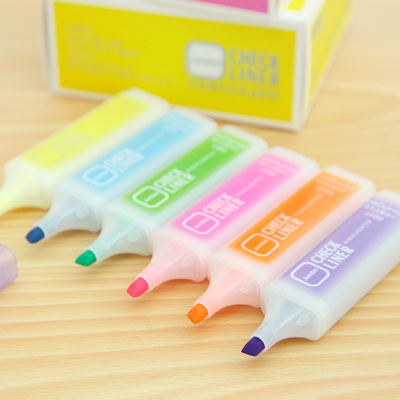 日韩文具 创意文具 糖果色 大容量荧光笔 6色 可爱记号笔 荧光笔
