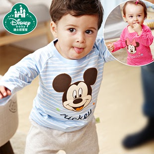 迪士尼宝宝 秋装童装儿童T恤 米妮米奇休闲套头卡通长袖T恤衫