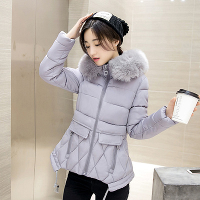 实拍2016冬季保暖韩版羽绒服女时尚修身大毛领短款棉衣外套潮