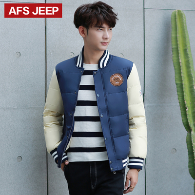 Afs Jeep/战地吉普新款韩版男士羽绒服青少年短款棒球服羽绒服男