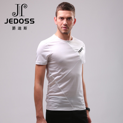 2015爵迪斯夏季新款男士修身纯色打底时尚短袖T恤JT31F1518